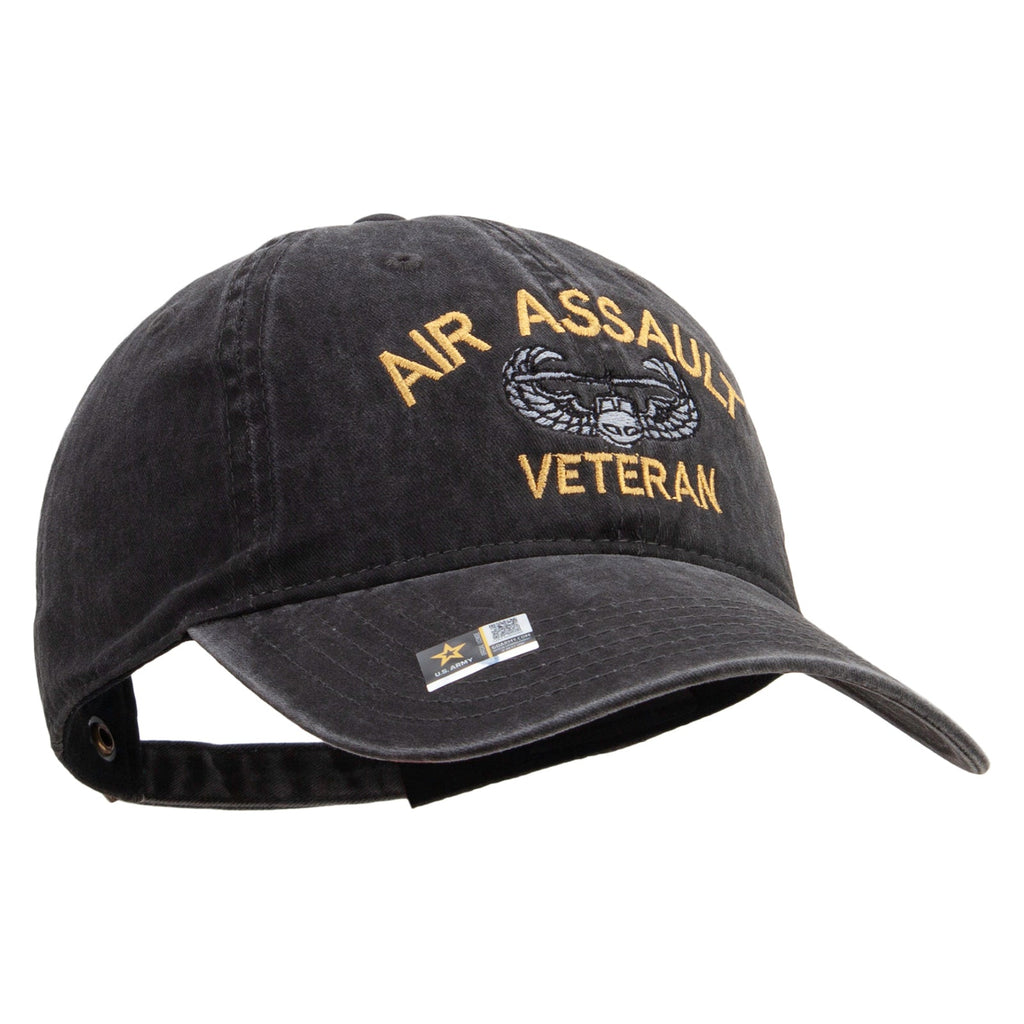 Air Assault Veteran Embroidered Washed Solid Pigment Dyed Cotton Twill Brass Buckle Cap